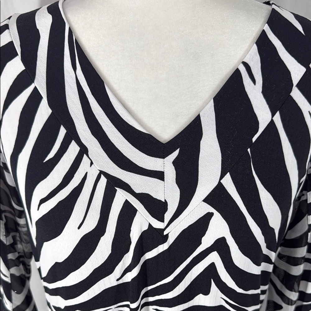 IBKUL Zebra Print Long Sleeve Dress Size Large - Picture 2 of 9